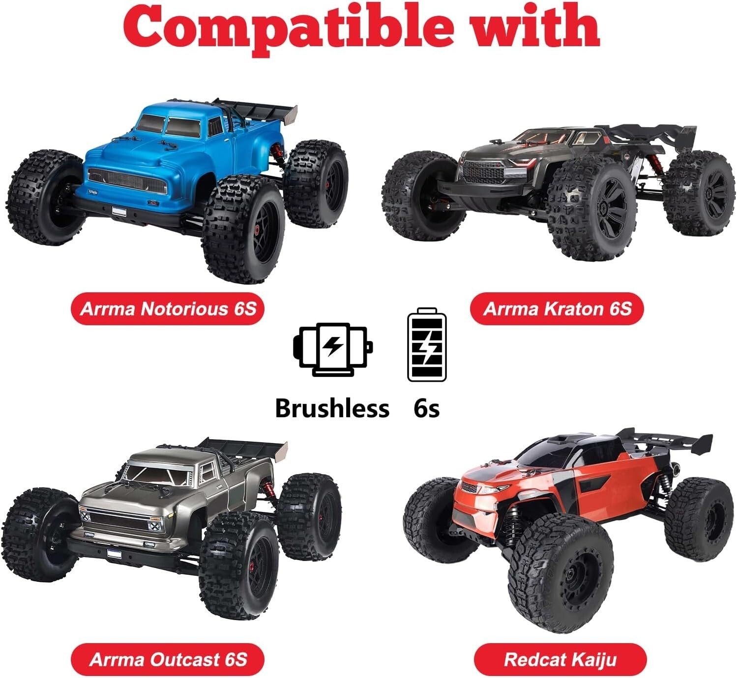 17mm Hex Pre-Glued Tire Set for 1/8 Scale RC Monster Trucks - High Performance