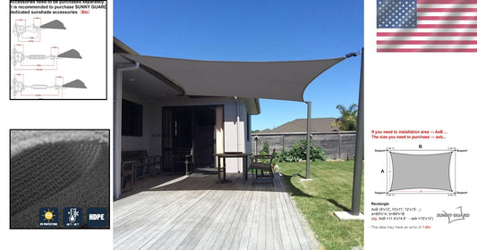 Multipurpose 13' x 20' Charcoal UV Block Sun Shade Sail - Outdoor Shade Solution