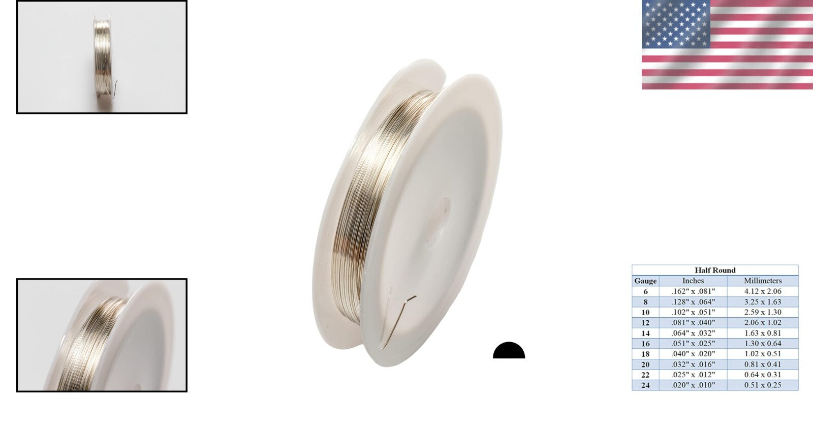 20 Gauge Sterling Silver Half Round Wire - Polished Finish for Elegant Designs