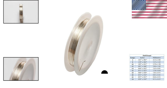 20 Gauge Sterling Silver Half Round Wire - Polished Finish for Elegant Designs