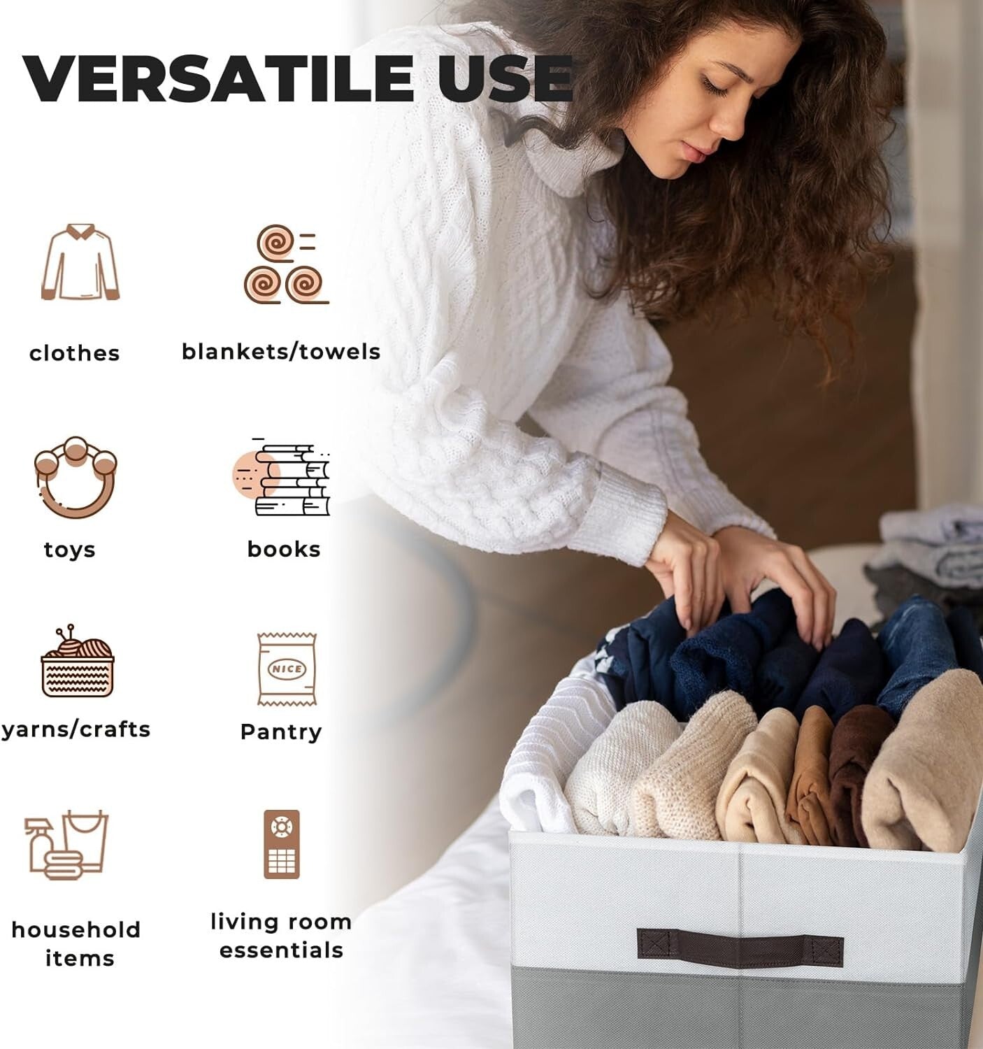 Elegant 6-Pack Extra Large Closet Storage Bins - Perfect for Organized Living