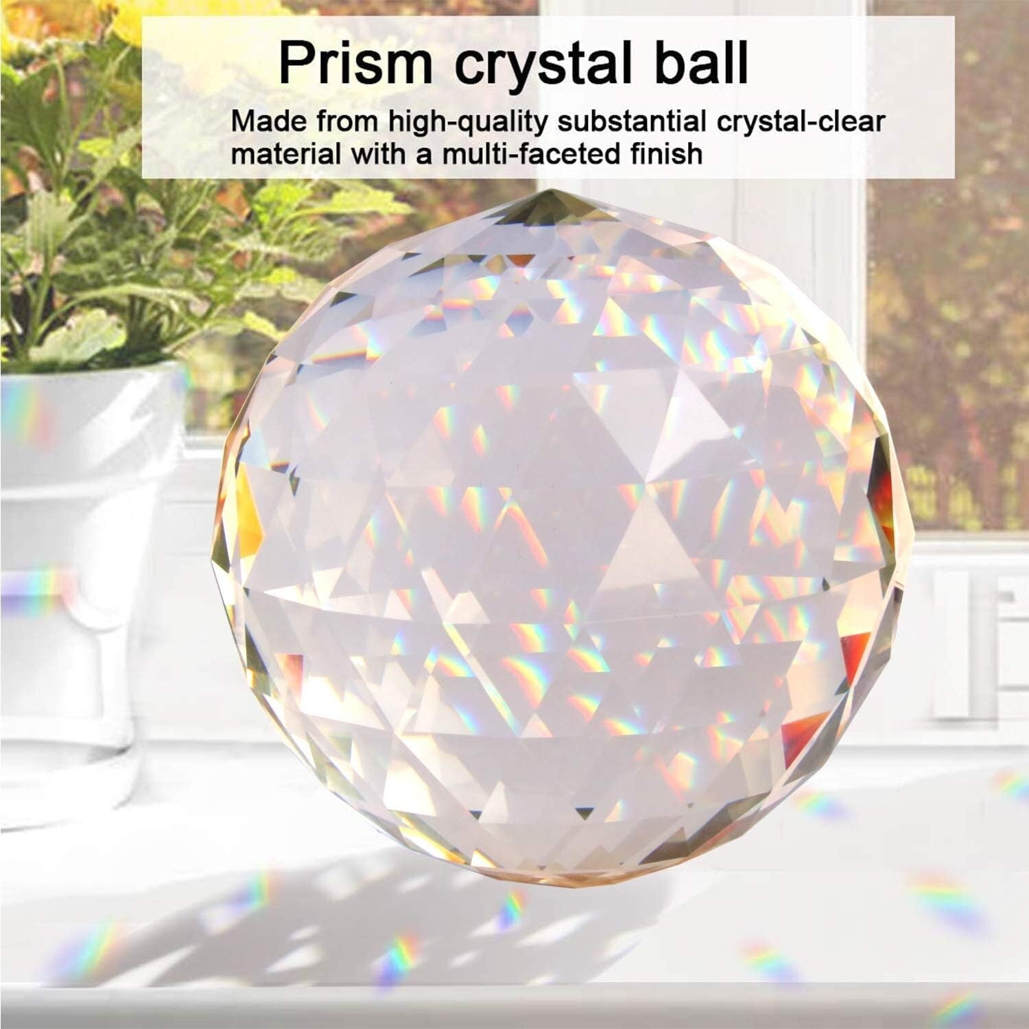 Elegant Faceted Glass Crystal Ball Prism for Decorative Rainbows & Feng Shui