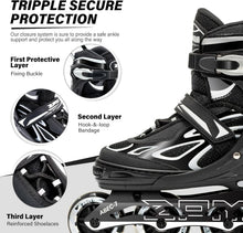 Load image into Gallery viewer, Vinal Girls' Adjustable Inline Skates with Illuminating Wheels - XL Size