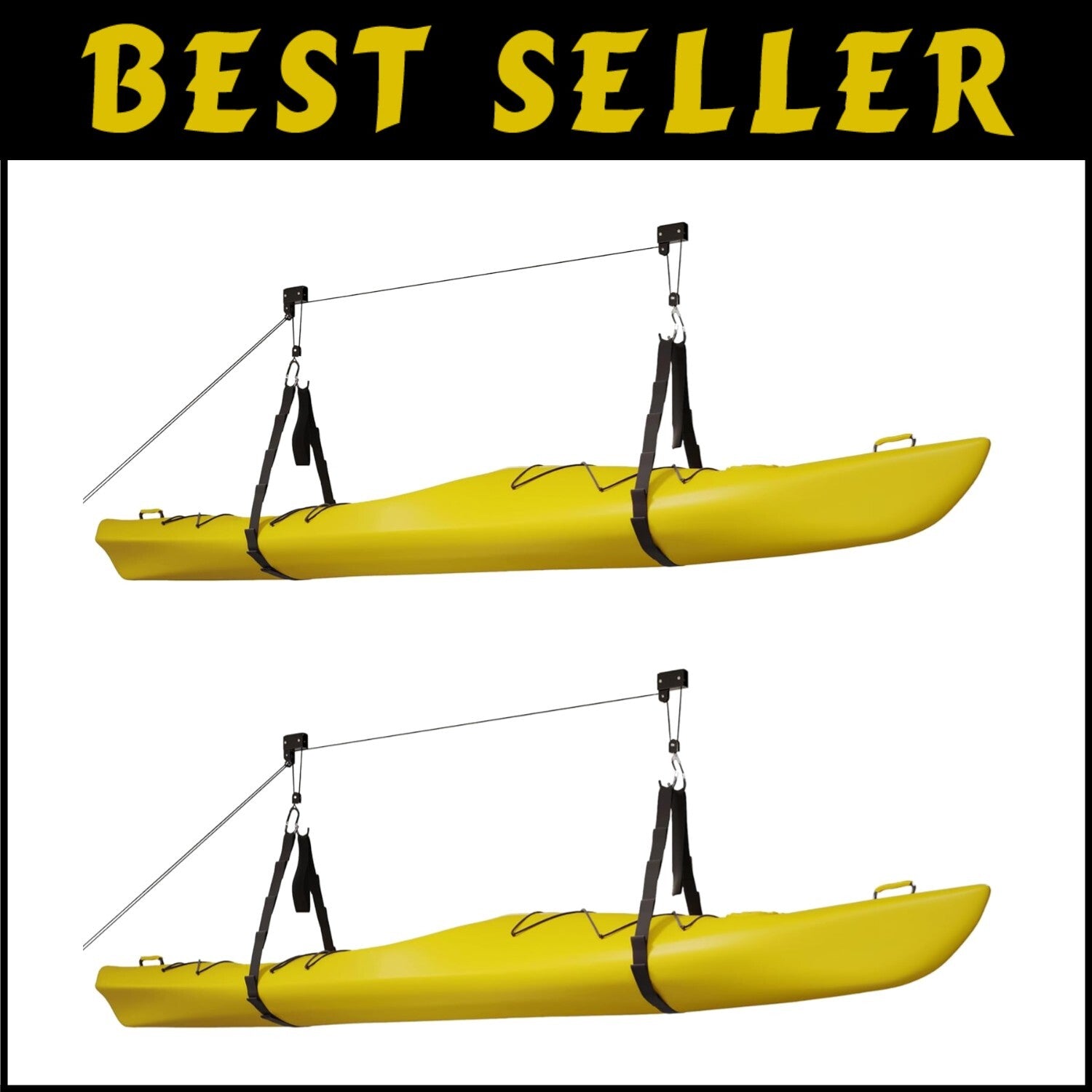 Premium Overhead Pulley System for Canoes and Bikes - 12-Foot Ceiling Ready