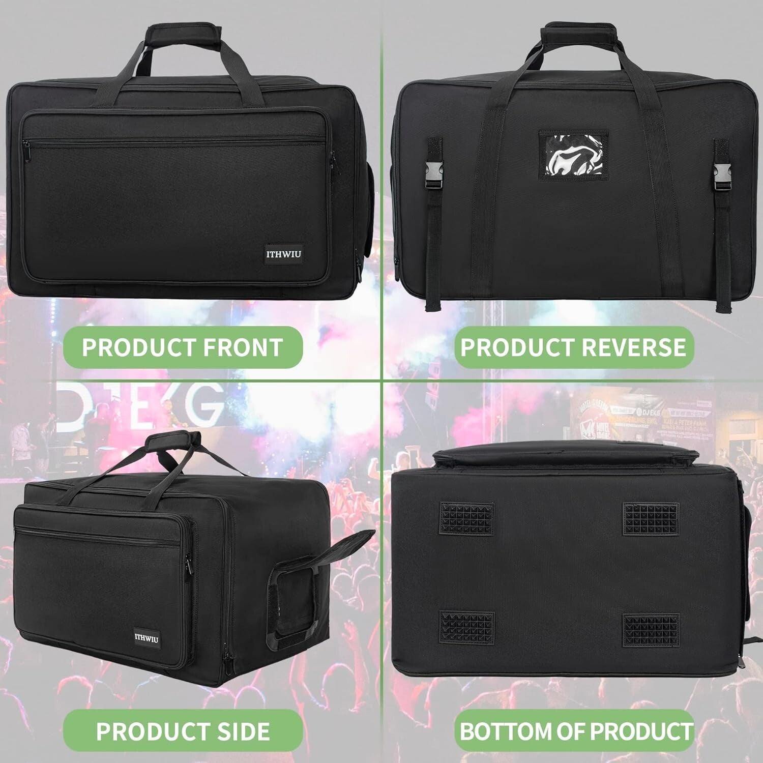 Versatile Padded Speaker Bag for 8" Speakers - Double Zipper & Exterior Pocket