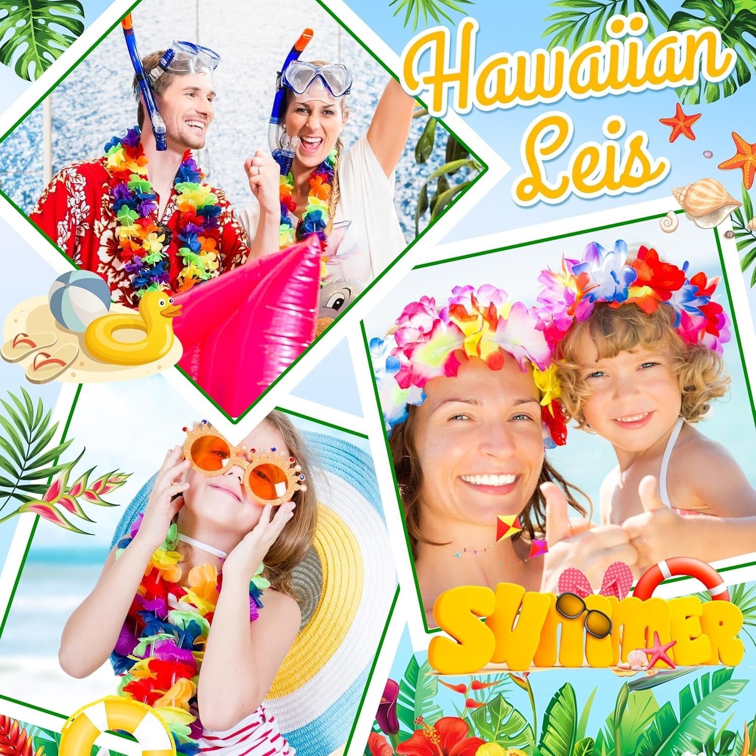 Hawaiian Lei Bulk - Vibrant Silk Flower Necklaces for Tropical Luau Parties