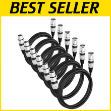 Load image into Gallery viewer, 1ft XLR Microphone Cable, 6 Pack - Noiseless Shielded Cables for Studio Use