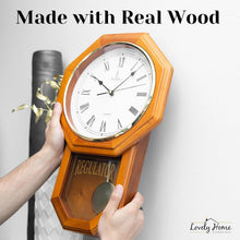 Load image into Gallery viewer, Battery-Operated Non-Chiming Wooden Pendulum Clock - 18" x 11" Classic Decor