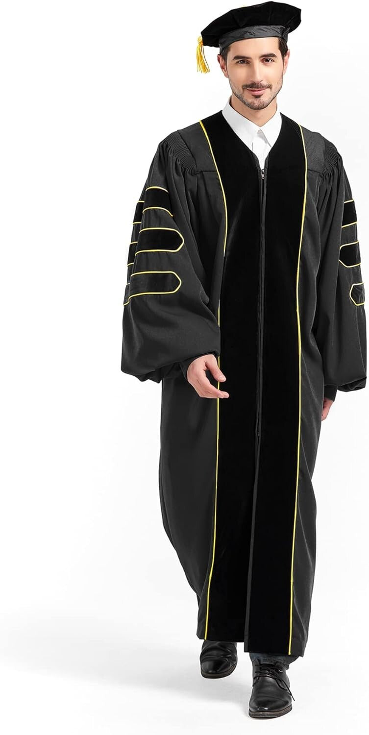 Durable Premium Doctorate Graduation Gown & Tam - Perfect for Faculty Ceremonies