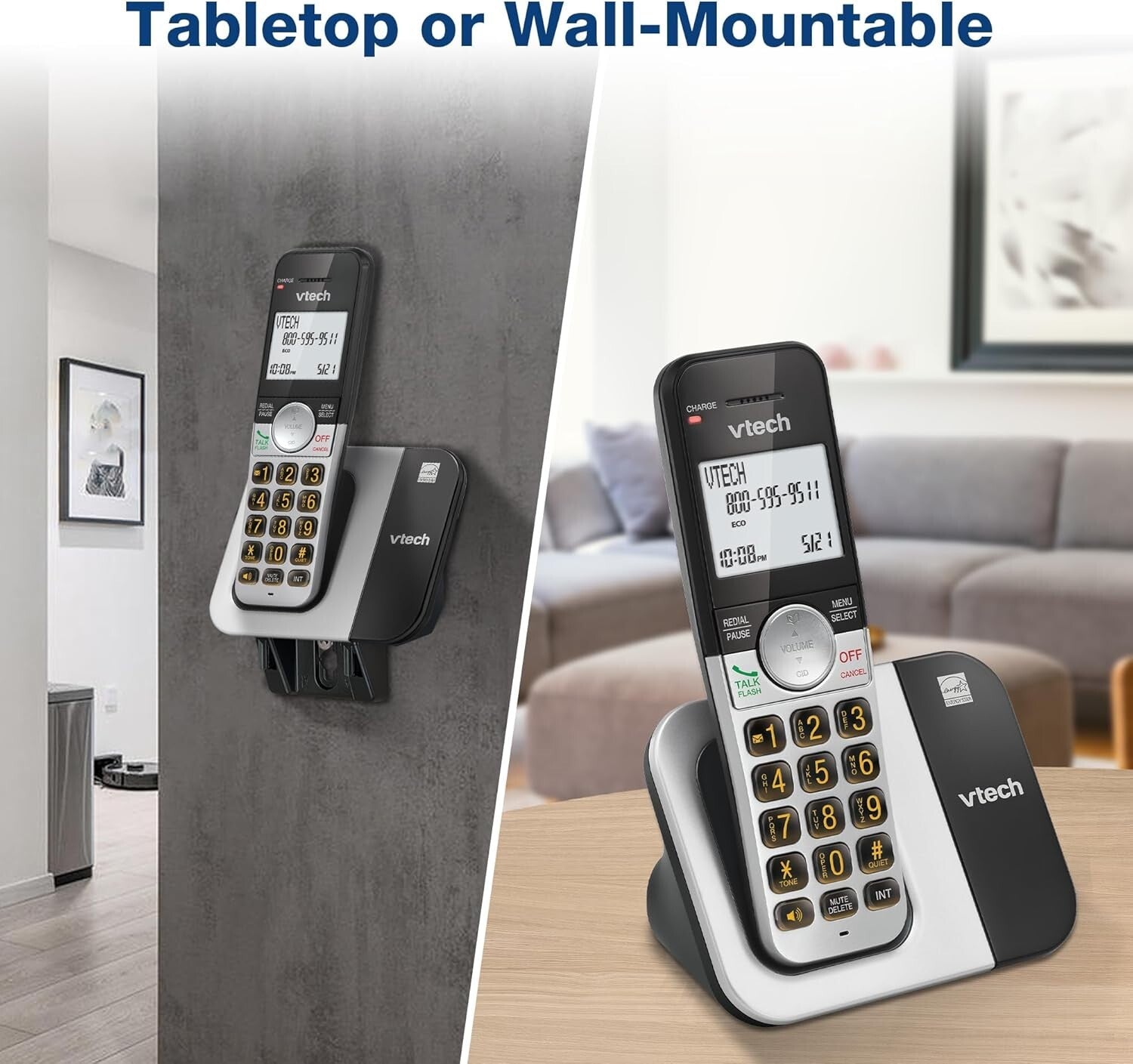 DECT 6.0 2-Handset Cordless Phone with Caller ID and Quiet Mode for Easy Use