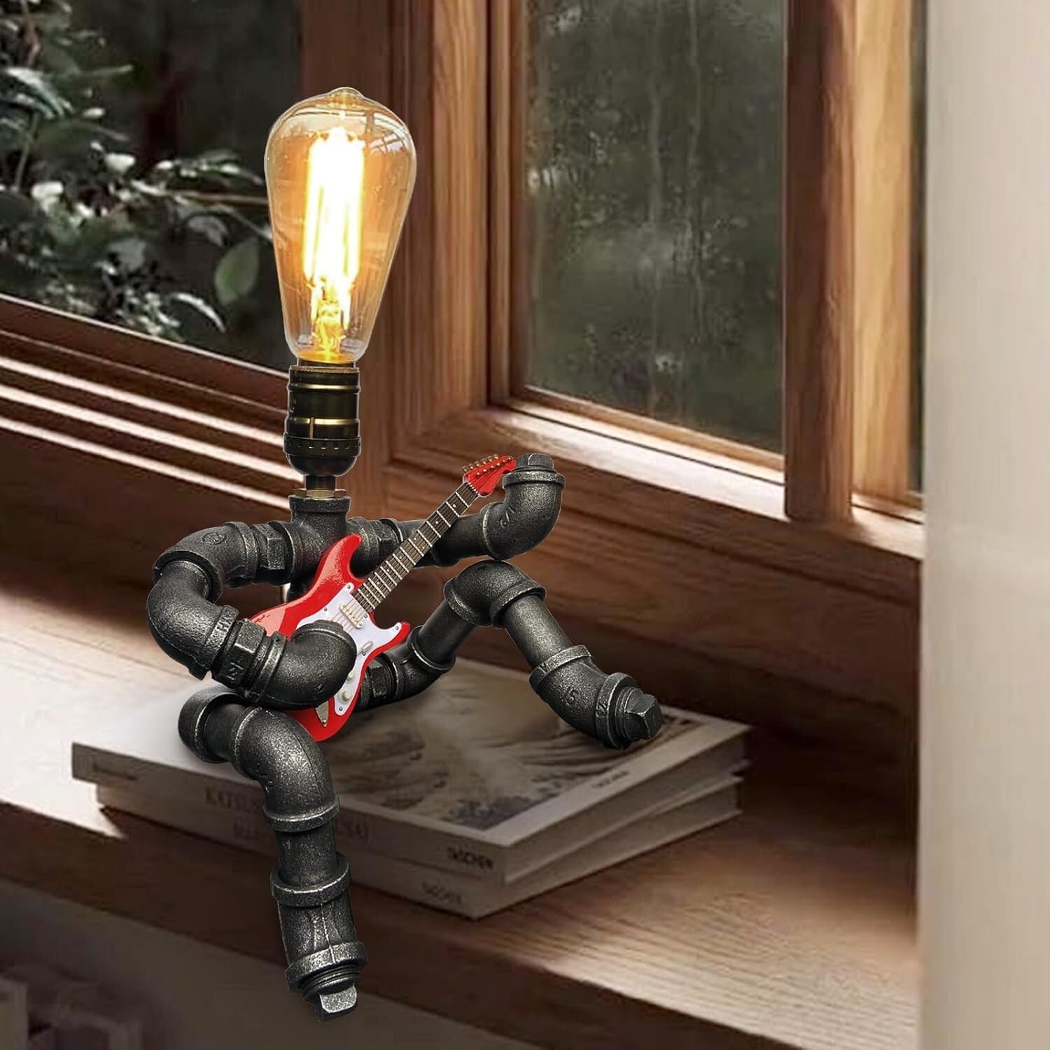 E27 Guitar Design Table Lamp - Cool Steampunk Gift for Men and Music Lovers