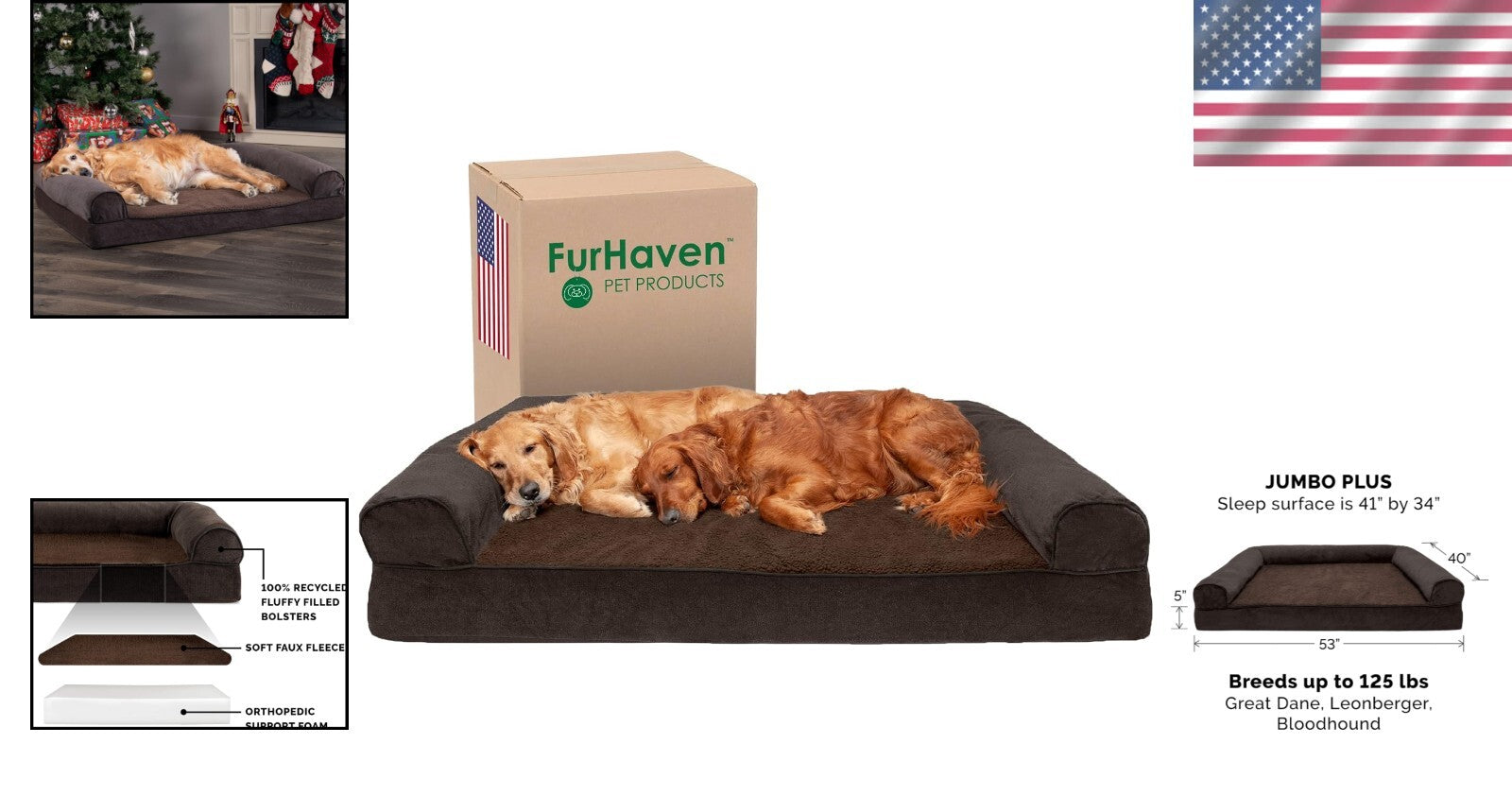 Comfortable Orthopedic Dog Bed, Coffee - Jumbo Plus Size for Dogs up to 125 lbs