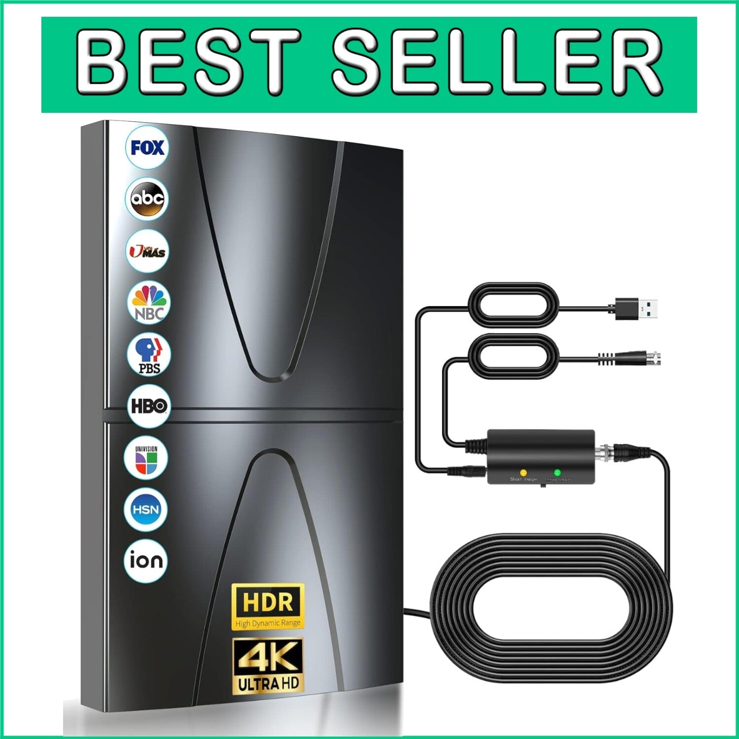 Amplified 1800 Miles 4K HD TV Antenna for Free Local Channels - Cuts Cable Costs