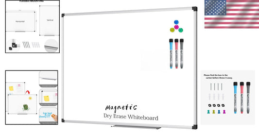 Flexibly Mounted Aluminum Whiteboard - Smooth Writing for Classroom & Office