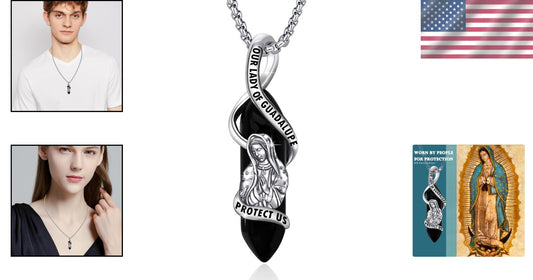 925 Sterling Silver Our Lady of Guadalupe Pendant Necklace for Faith and Prot...