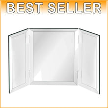 Load image into Gallery viewer, Elegant Trifold Makeup Mirror with Beveled Edges - Full Length Silver Design