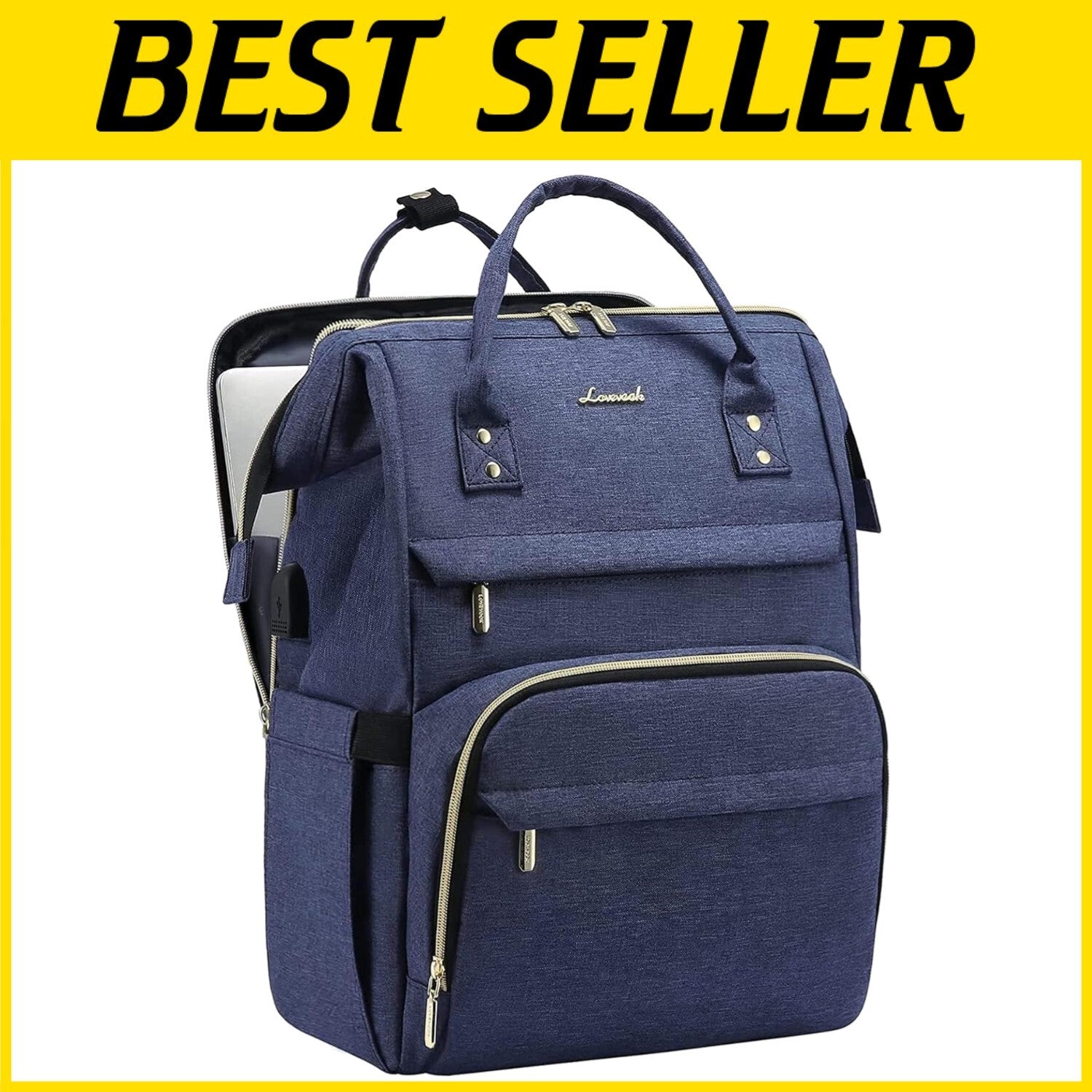 Chic Navy Backpack for Women with Doctor Bag Opening – Perfect for Work & Travel