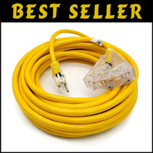 Load image into Gallery viewer, Durable 50ft 12 AWG Heavy Duty Extension Cord - 3 Outlets for Indoor/Outdoor Use