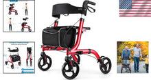 Load image into Gallery viewer, Lightweight Aluminum Rollator Walker for Seniors with Seat &amp; 8" Wheels - Red