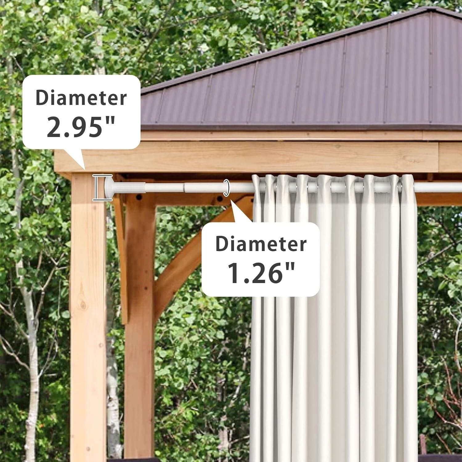 Adjustable Tension Curtain Rod 51-165” - Rust-Free, Easy No Drill Installation