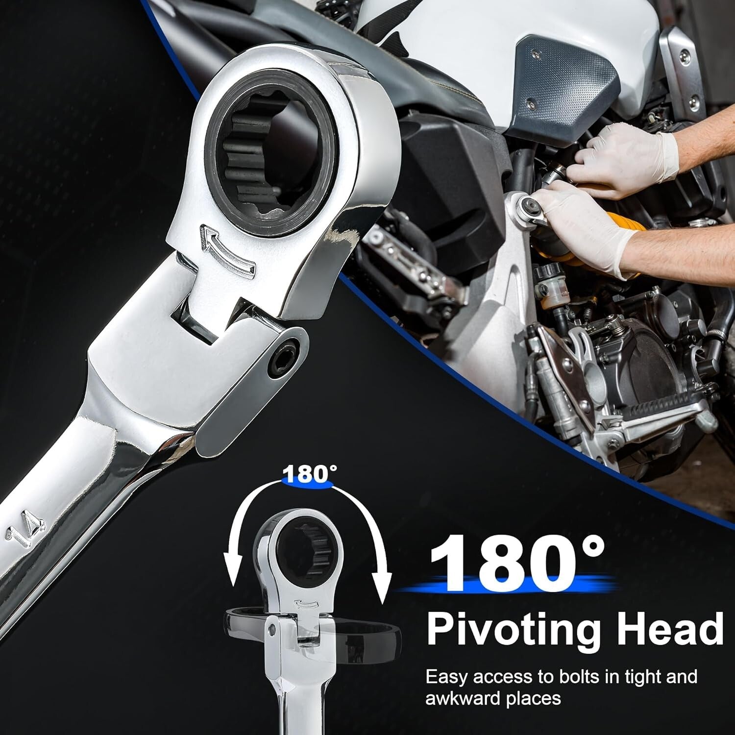 Professional 14-Piece Metric Wrench Set - 72-Tooth Flex-Head and Storage Case