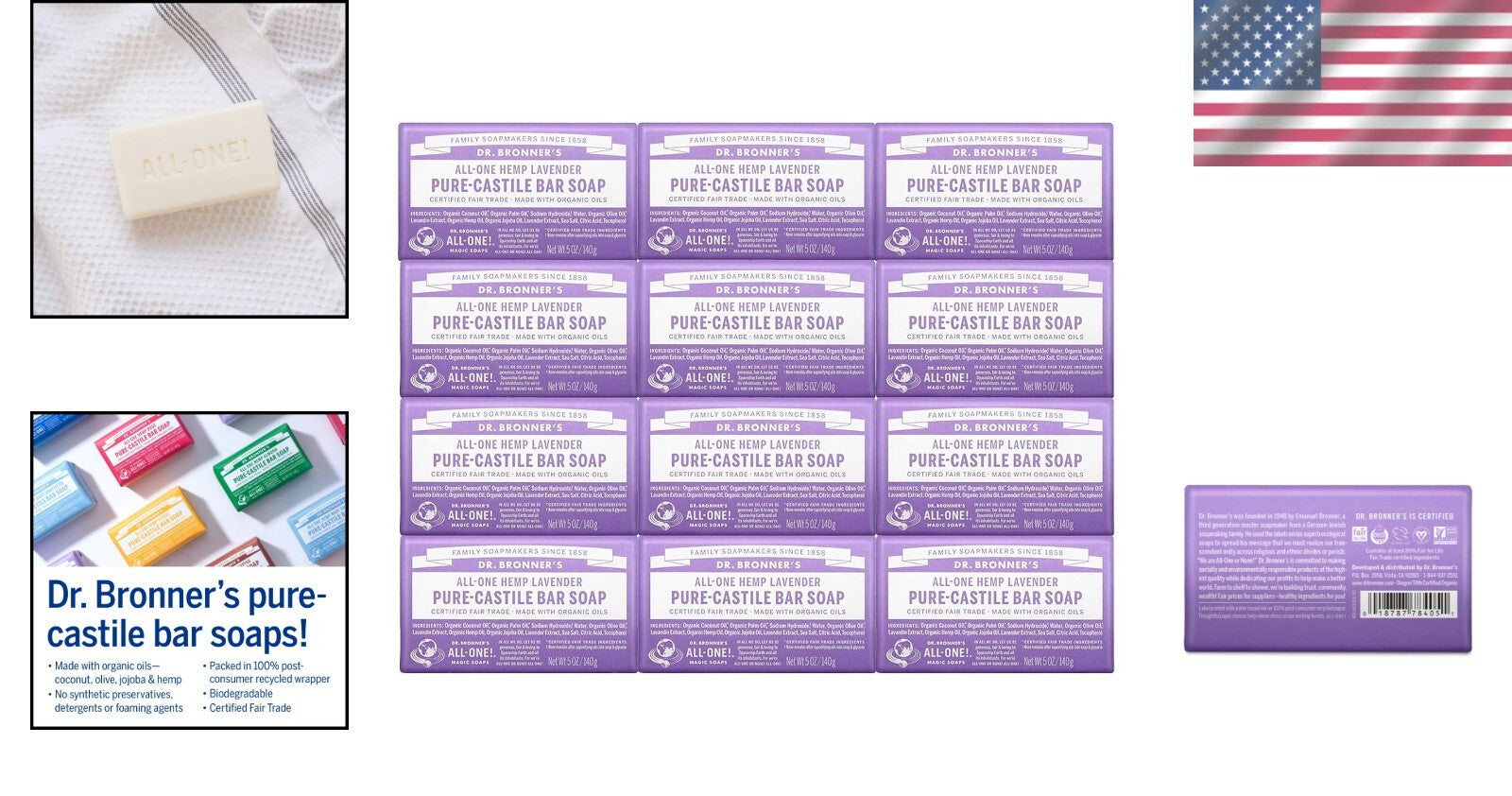 Vegan Lavender Castile Bar Soap - 5 oz x 12, Biodegradable & Cruelty-Free