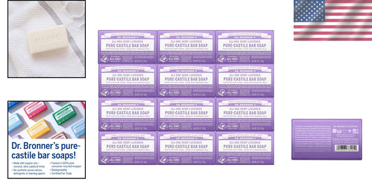 Vegan Lavender Castile Bar Soap - 5 oz x 12, Biodegradable & Cruelty-Free