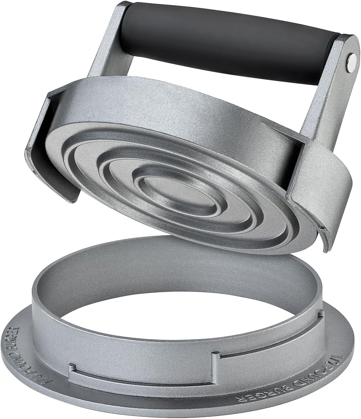 All-in-One Hamburger Patty Maker - Cast Aluminum Burger Press for Ideal Cooking