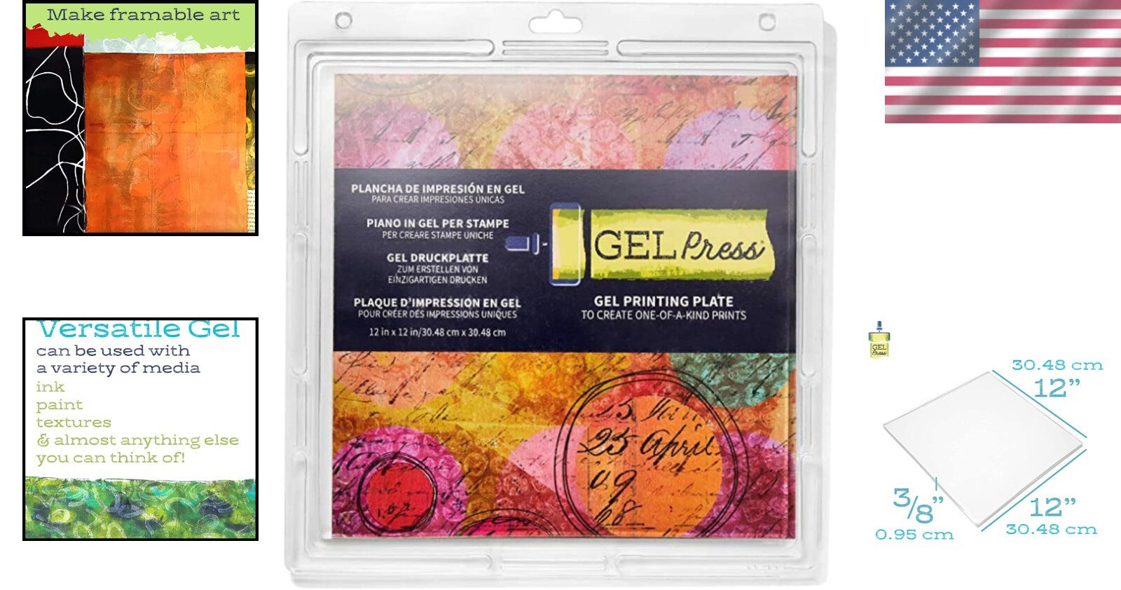 Durable 12-Inch Gel Monoprinting Plate - Perfect for Scraping, Journals & Crafts