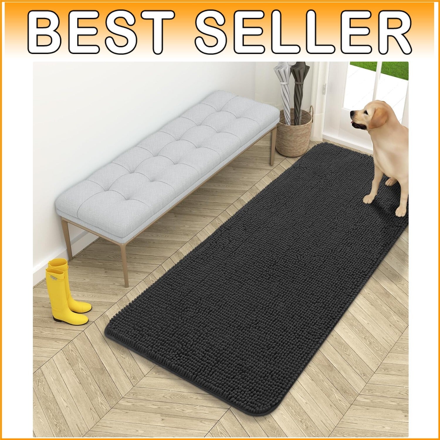 High-Pile Chenille Dog Doormat 54x24: Absorbs Dirt and Moisture Efficiently