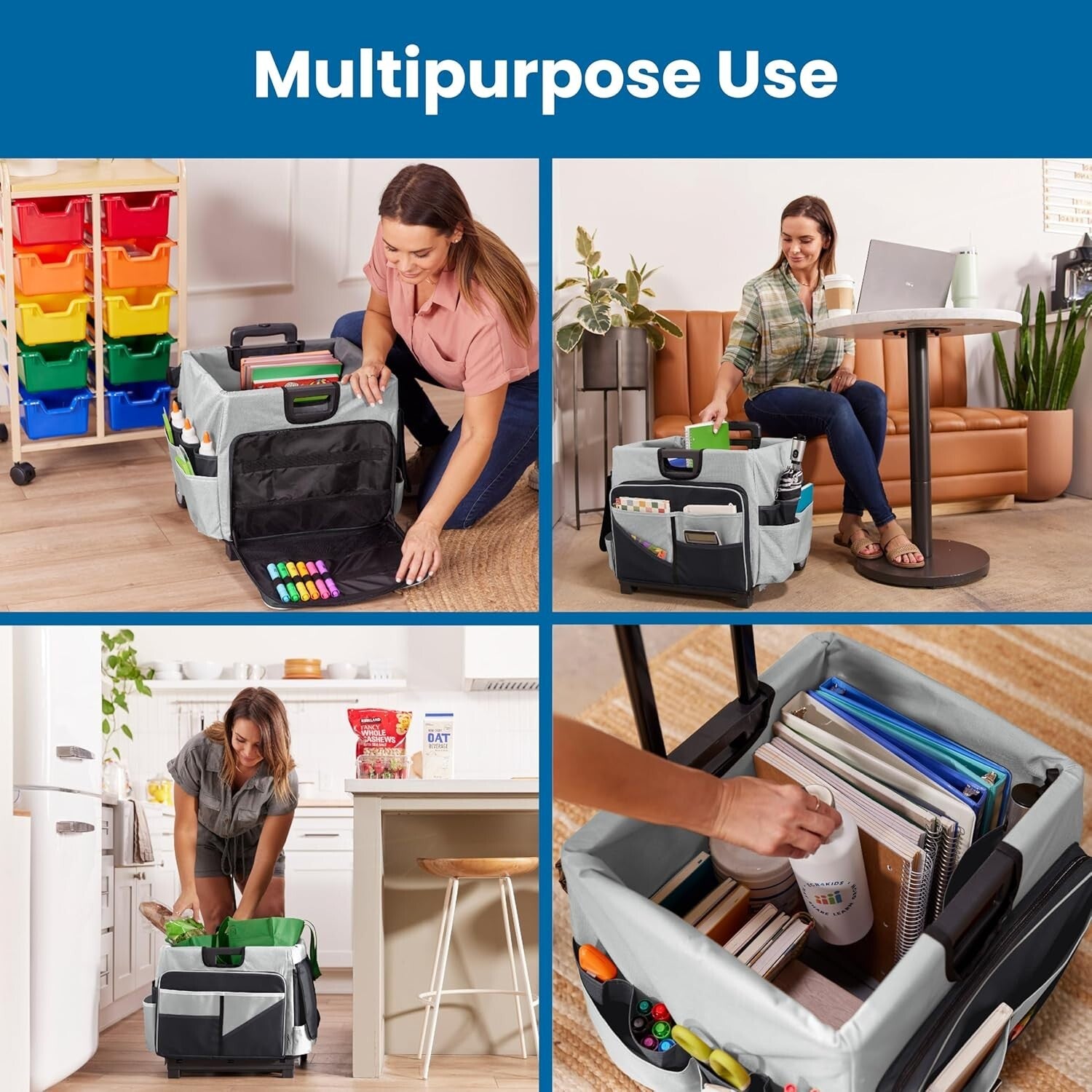 Versatile Rolling Cart with Removable Canvas Organizer for Effortless Mobility