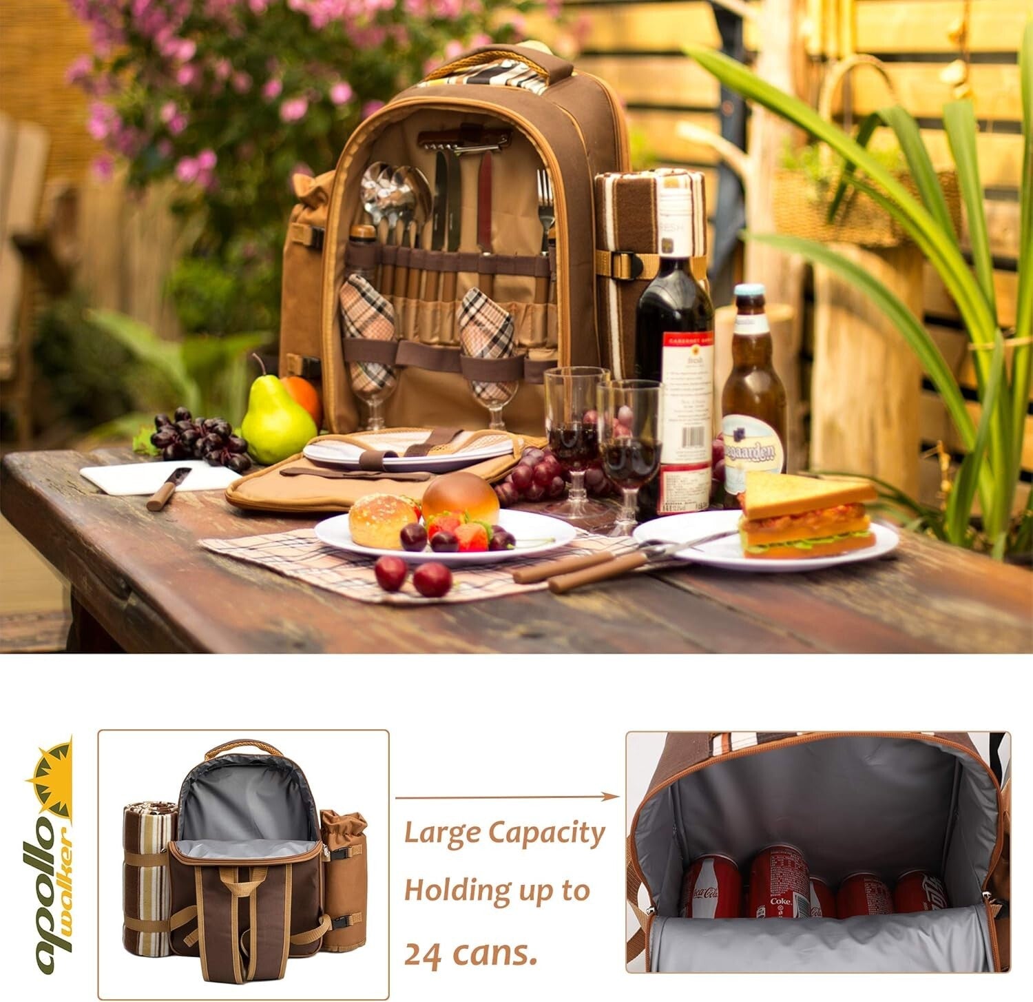 All-in-One Picnic Backpack with Waterproof Blanket & Essential Dining Set