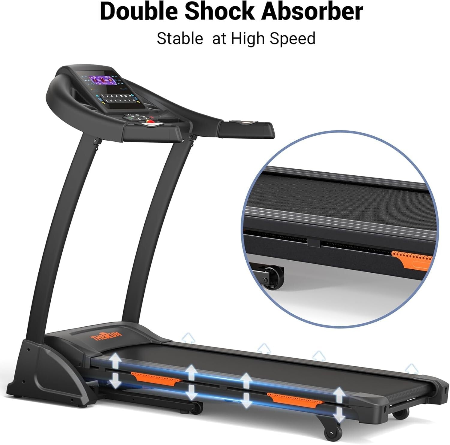 Large Running Area Incline Treadmill with Shock Absorption & Quiet Operation