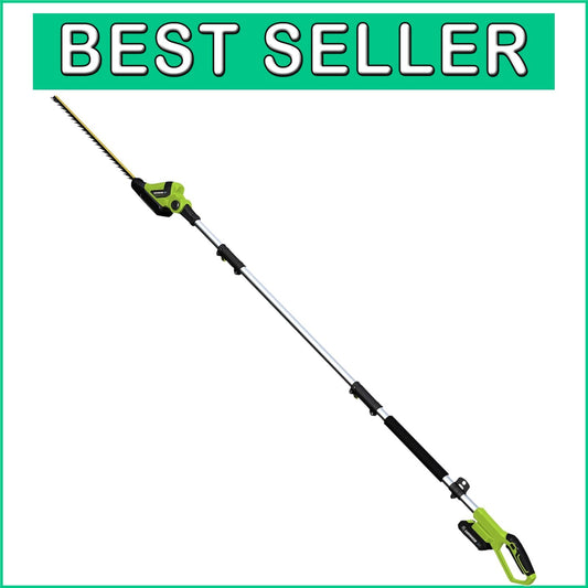 Efficient 20-Inch Pole Hedge Trimmer - Cordless Battery Power & 2-Year Warranty