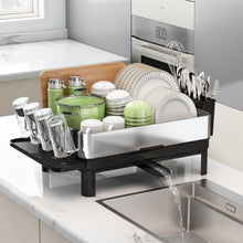 Load image into Gallery viewer, 1-Tier Compact Dish Drainer with Utensil and Cup Holders for Kitchen Counters