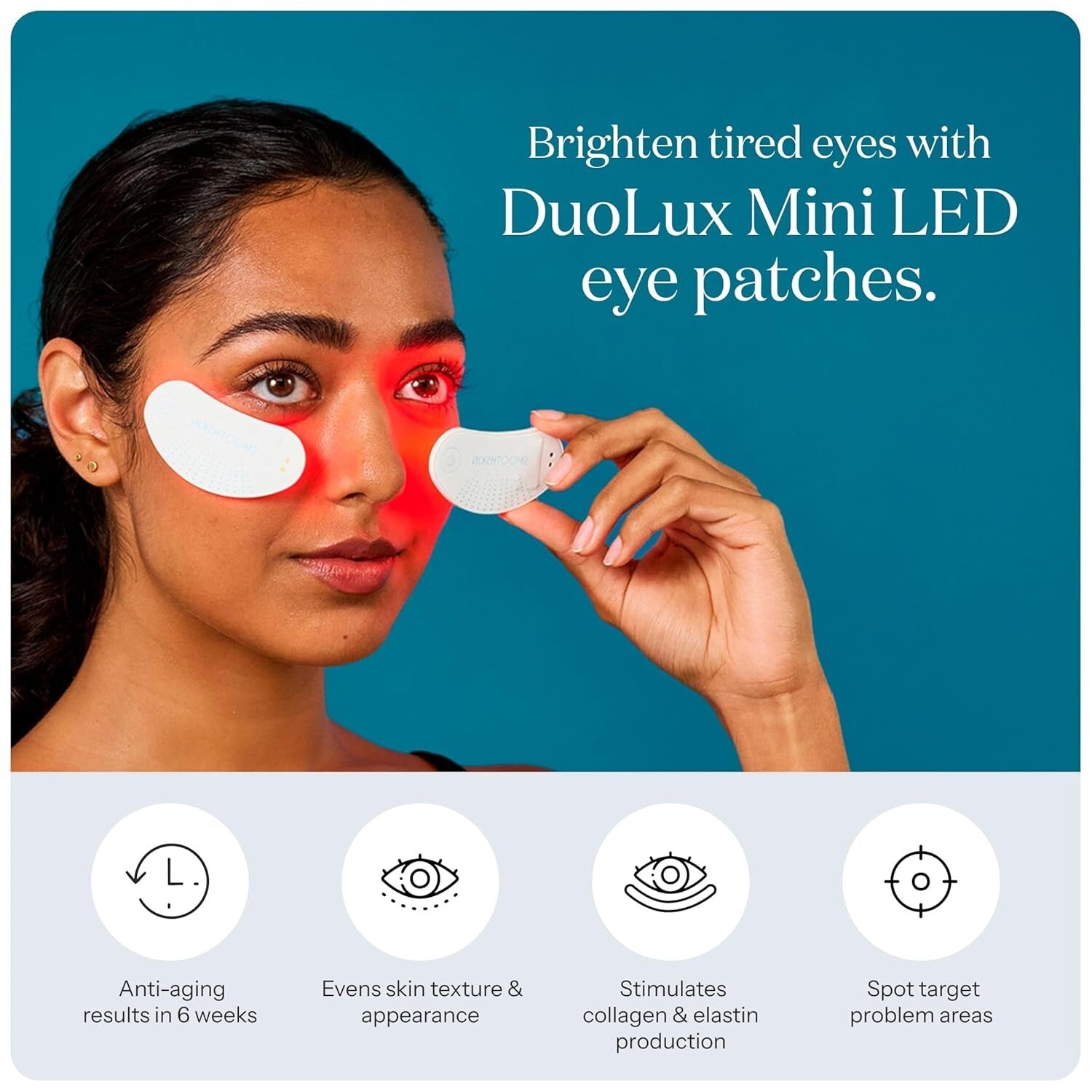 Compact LED Eye Patches with Hydrocolloids - Reduce Wrinkles & Brighten Skin