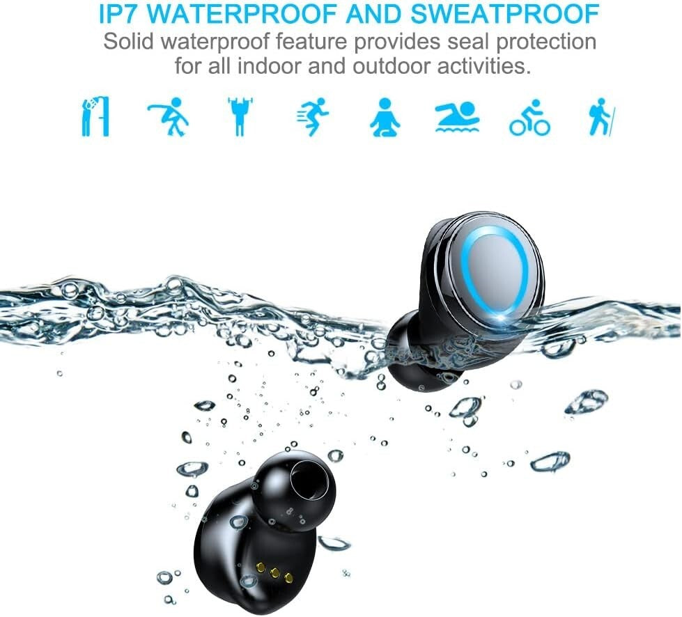 IP7 Waterproof Bluetooth 5.1 Earbuds with 140H Battery Life - Perfect for Sports