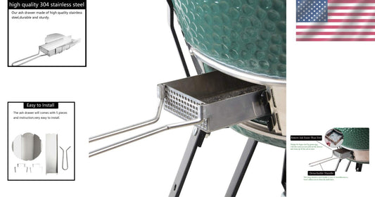 High-Quality Slide-Out Ash Drawer for Large Big Green Egg - Fits Pre-2022 Models