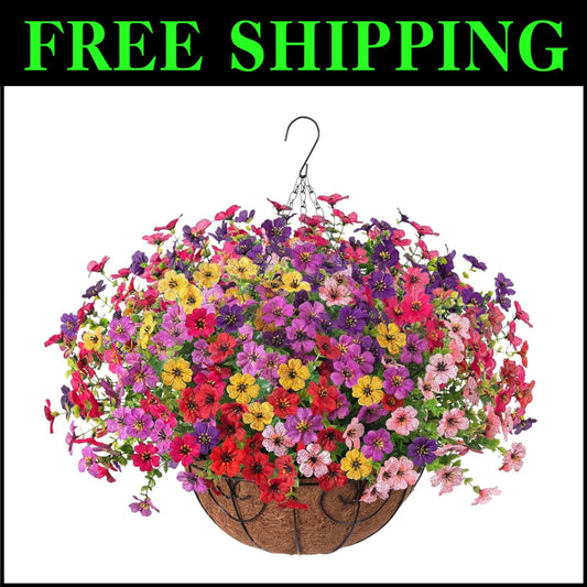 Vibrant Artificial Silk Daisy Flower Basket - Perfect for Indoor & Outdoor Decor