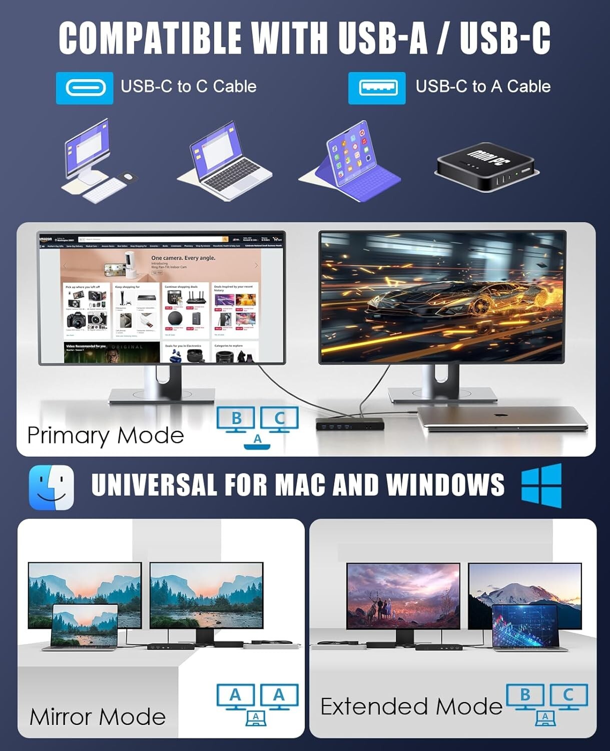 Advanced USB-C Dual 4K Docking Station: Perfect for Mac & Windows Laptops