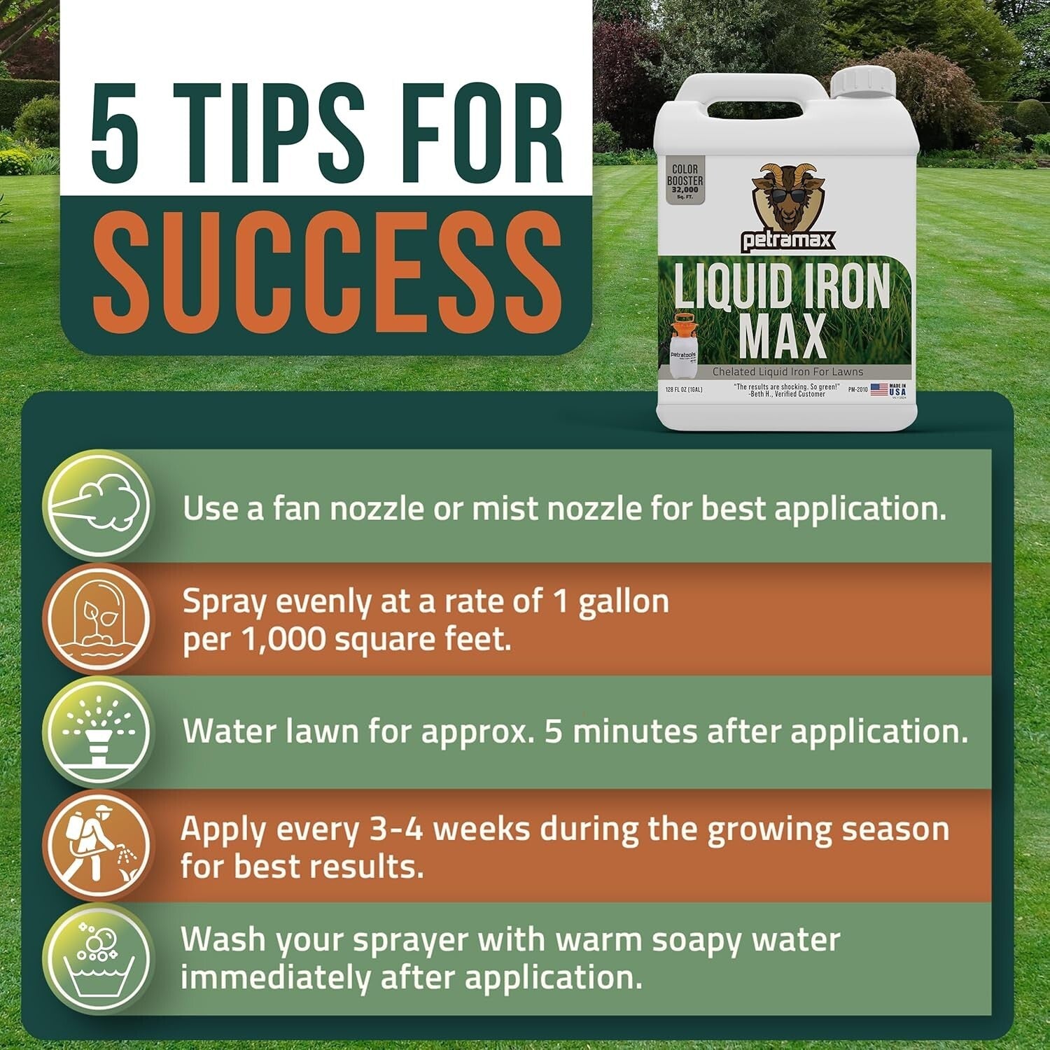 Chelated Liquid Iron for Vibrant Green Lawns & Plants - 1 Gallon Concentrate