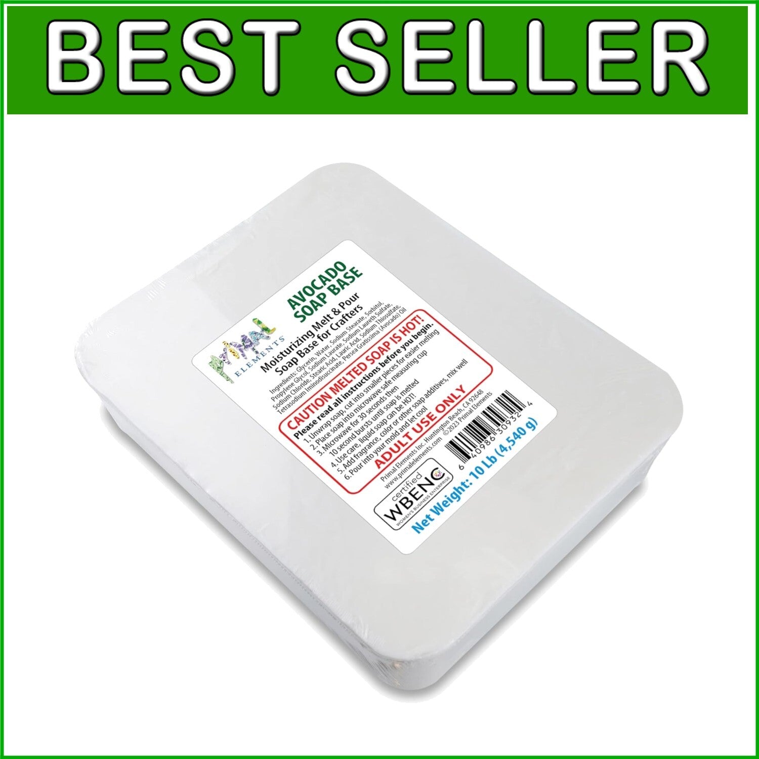 10-Pound Avocado Soap Base - Vegan, Melt & Pour Glycerin for DIY Soap Crafting