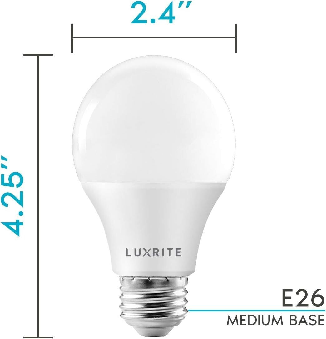 Energy Star Dimmable A19 LED Bulbs - 5000K Bright White, 1100 Lumens, 12 Pack