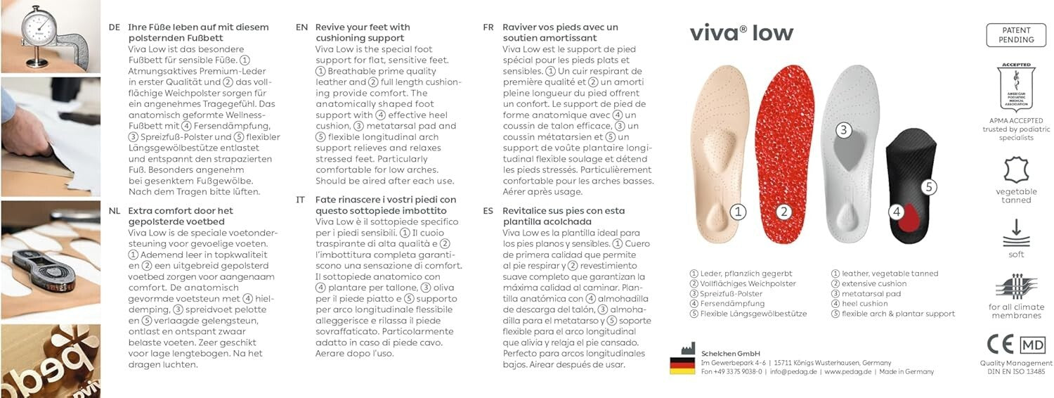 Viva Low Orthotic Insoles - Odor-Control, Metatarsal Support for All Day Comfort