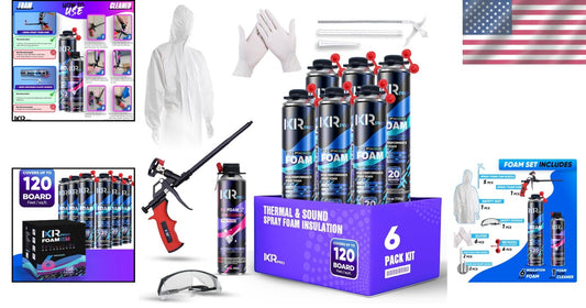 Fast Curing Spray Foam Insulation Kit with Cleaning Tools - Outdoor & Indoor Use