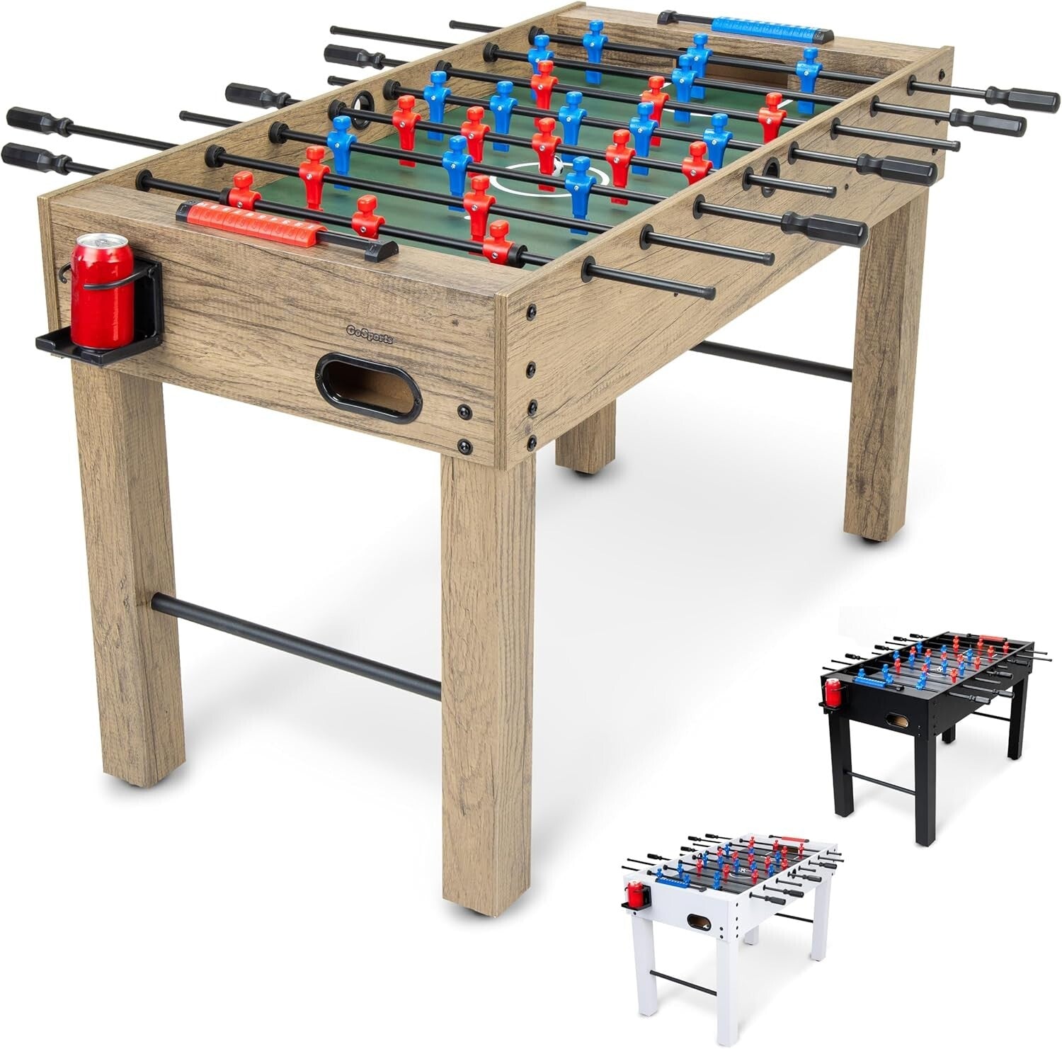Stylish 48-Inch Foosball Table - Choose Oak, Black or White - With Accessories