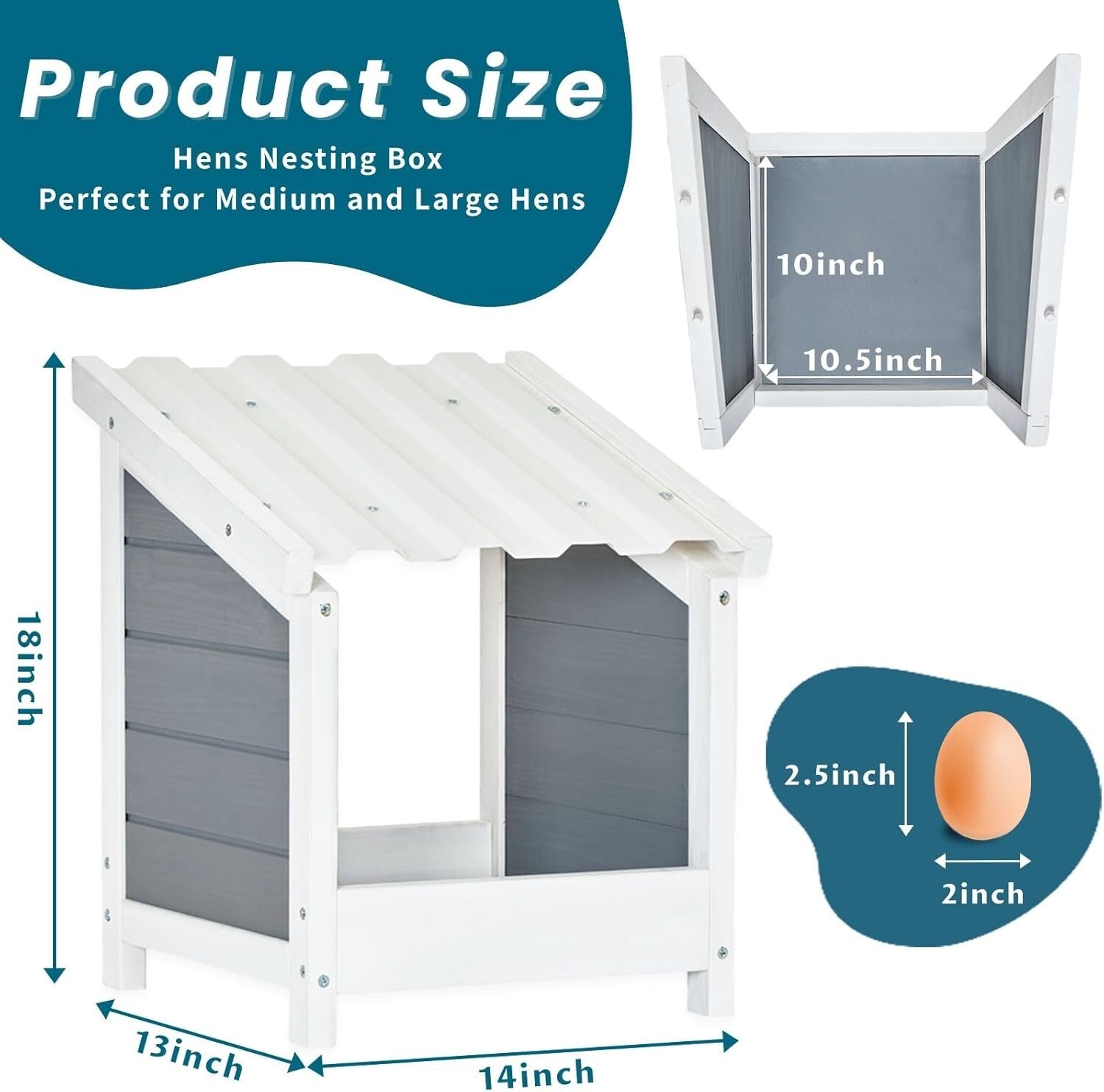 Weather-Resistant Chicken Nesting Box with Easy Installation - Modern Design