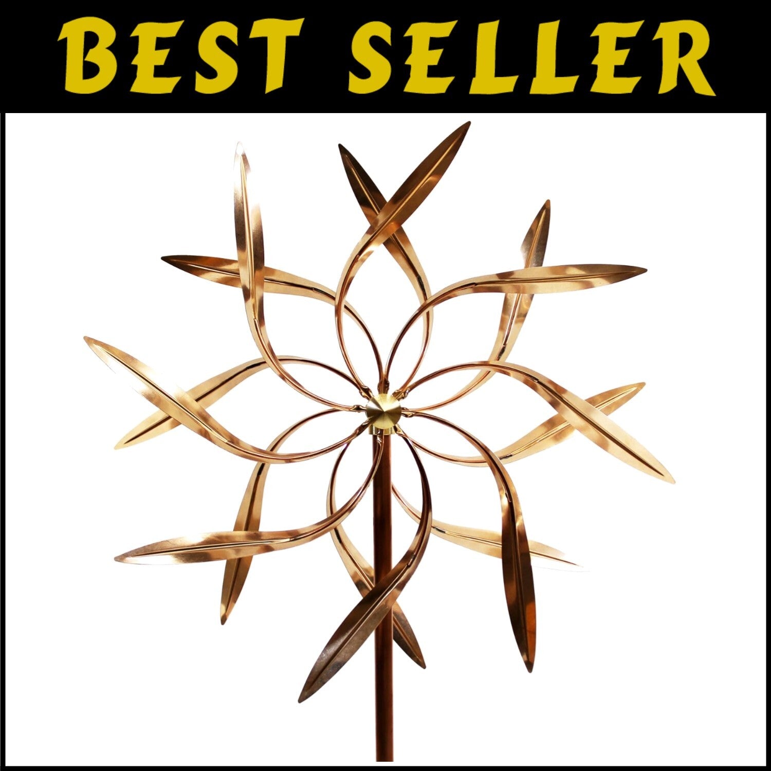 Elegant 72-Inch Kinetic Copper Wind Spinner - Dancing Willow Leaves Art