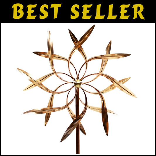 Elegant 72-Inch Kinetic Copper Wind Spinner - Dancing Willow Leaves Art