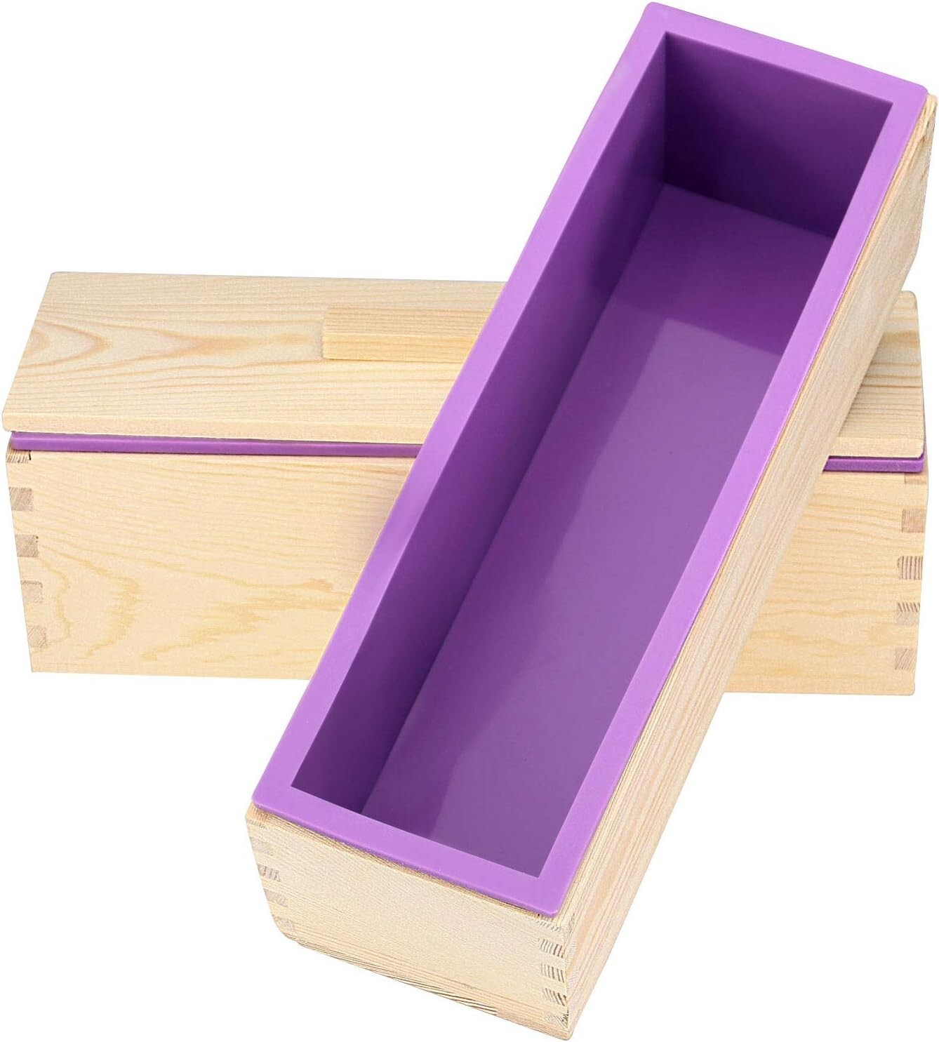 Versatile 4 PCS Rectangular Soap Molds - Large Capacity with Wooden Storage Box